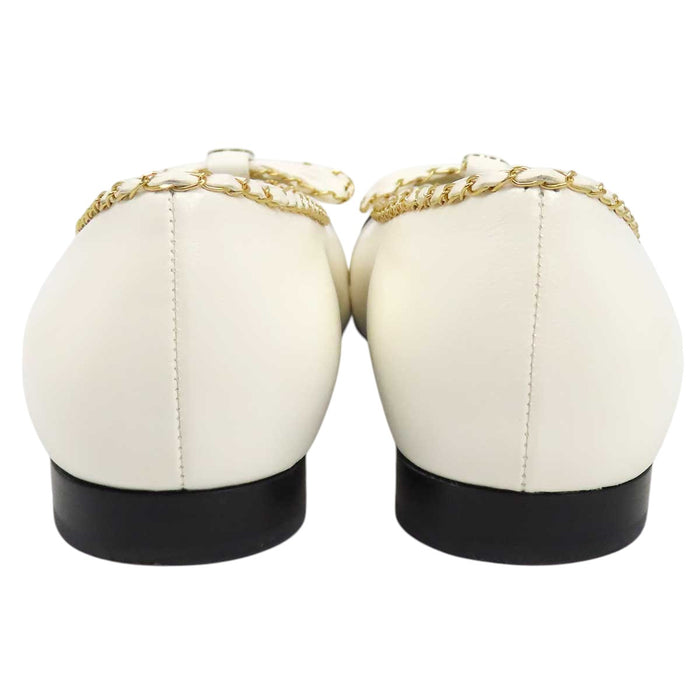CHANEL 
COCO CC Chain Ribbon Patent Two-Tone 
Coco Mark Ballerina Flat Pumps