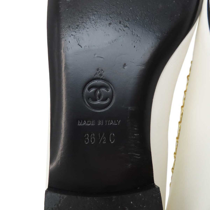 CHANEL 
COCO CC Chain Ribbon Patent Two-Tone 
Coco Mark Ballerina Flat Pumps