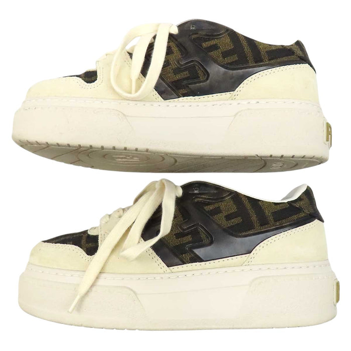 FENDI 
ロゴ キャンバス スウェード レースアップ 
FF ローカット スニーカー