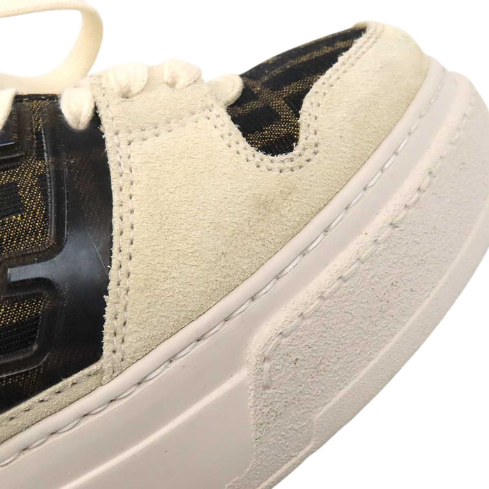 FENDI 
ロゴ キャンバス スウェード レースアップ 
FF ローカット スニーカー