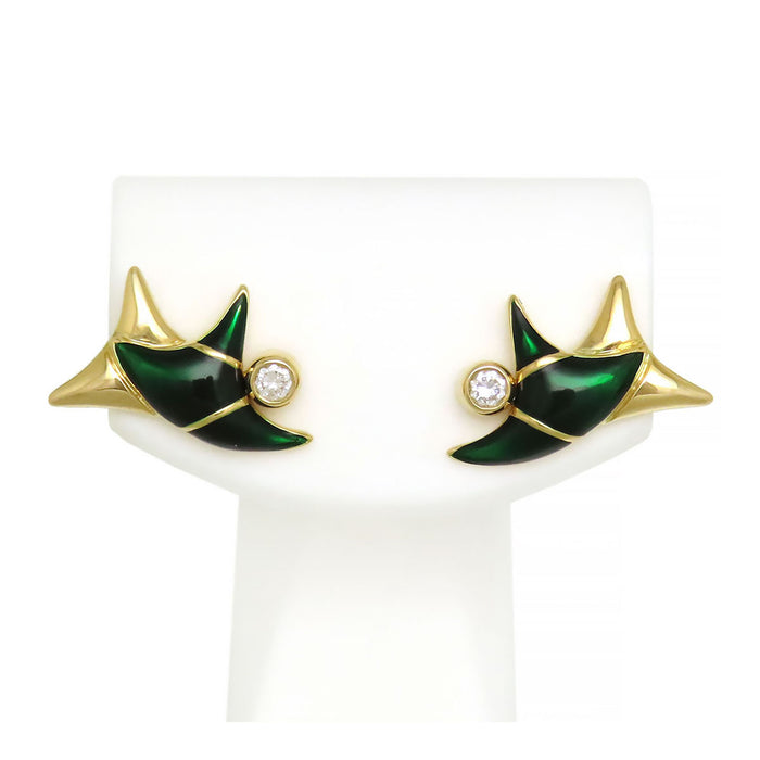 MOUAWAD 
Enamel Diamond Stud Earrings