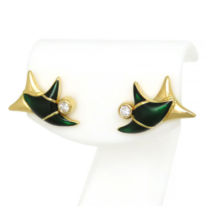 MOUAWAD 
Enamel Diamond Stud Earrings