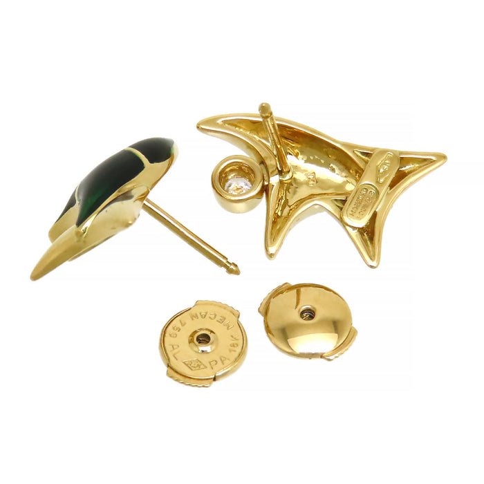 MOUAWAD 
Enamel Diamond Stud Earrings