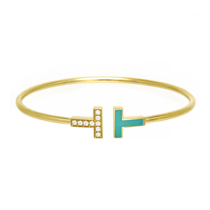 TIFFANY&Co. 
Tワイヤー ダイヤモンド ターコイズ ブレスレット