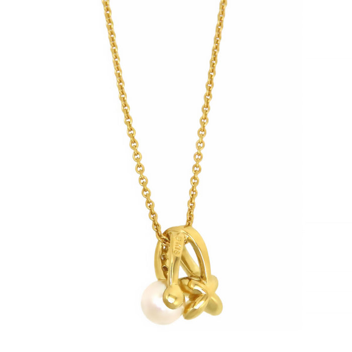 MIKIMOTO 
パール ダイヤモンド フラワーモチーフ ネックレス