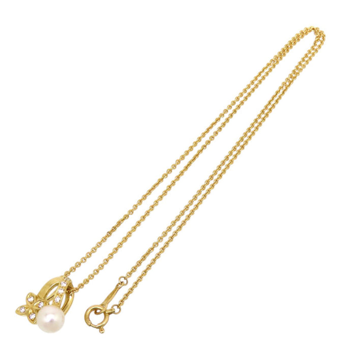 MIKIMOTO 
パール ダイヤモンド フラワーモチーフ ネックレス