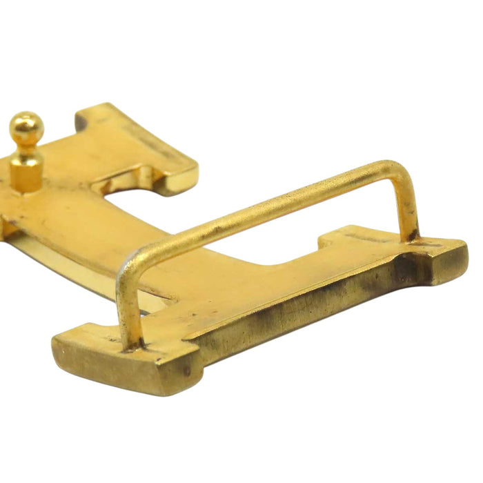 HERMES 
Ash Logo Gold-Tone Metal 
H Buckle