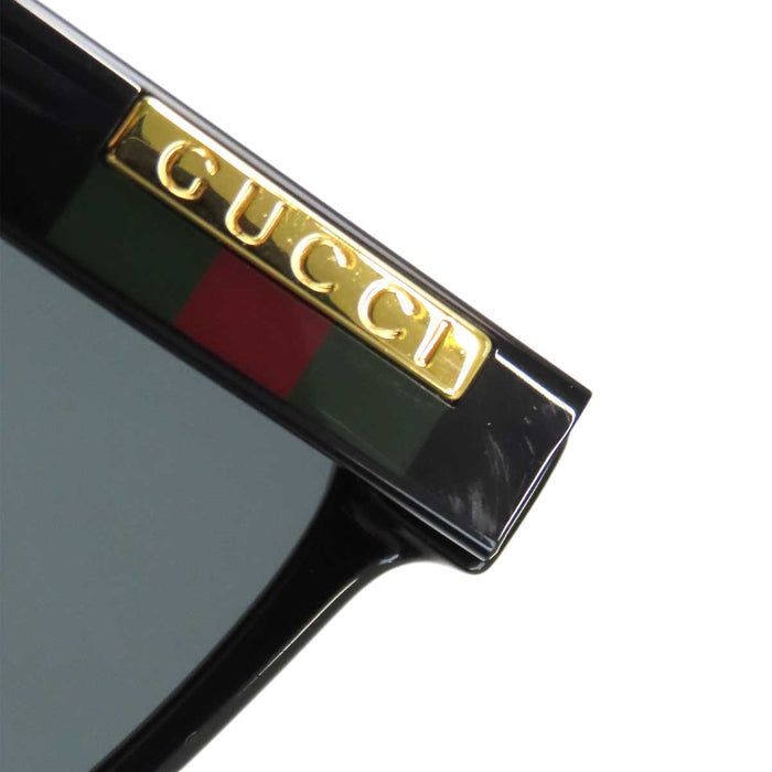 GUCCI 
Web Stripe Square Eyewear Gold-Tone Metal 
Web Stripe Logo Temple Sunglasses