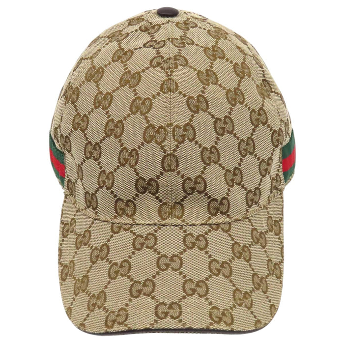 GUCCI 
All-over logo GG canvas 
Web stripe GG baseball cap