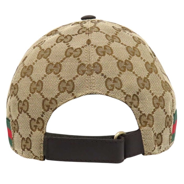GUCCI 
All-over logo GG canvas 
Web stripe GG baseball cap