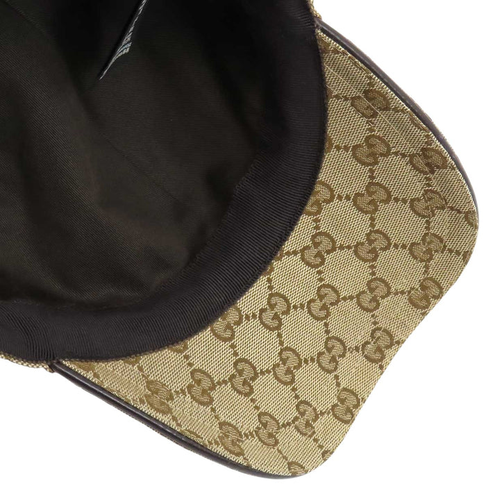 GUCCI 
All-over logo GG canvas 
Web stripe GG baseball cap