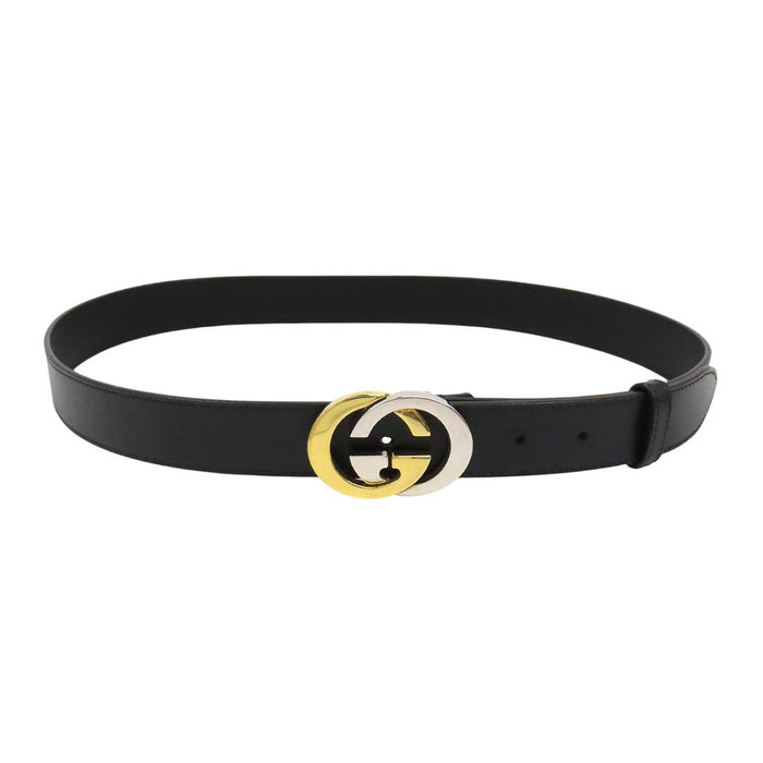 GUCCI 
Logo silver-tone gold-tone 
Interlocking G buckle leather belt