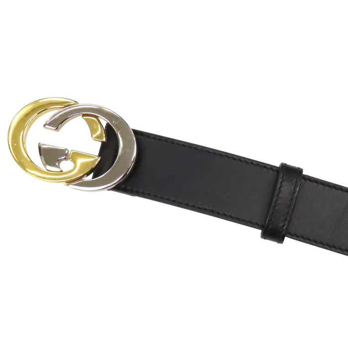 GUCCI 
Logo silver-tone gold-tone 
Interlocking G buckle leather belt