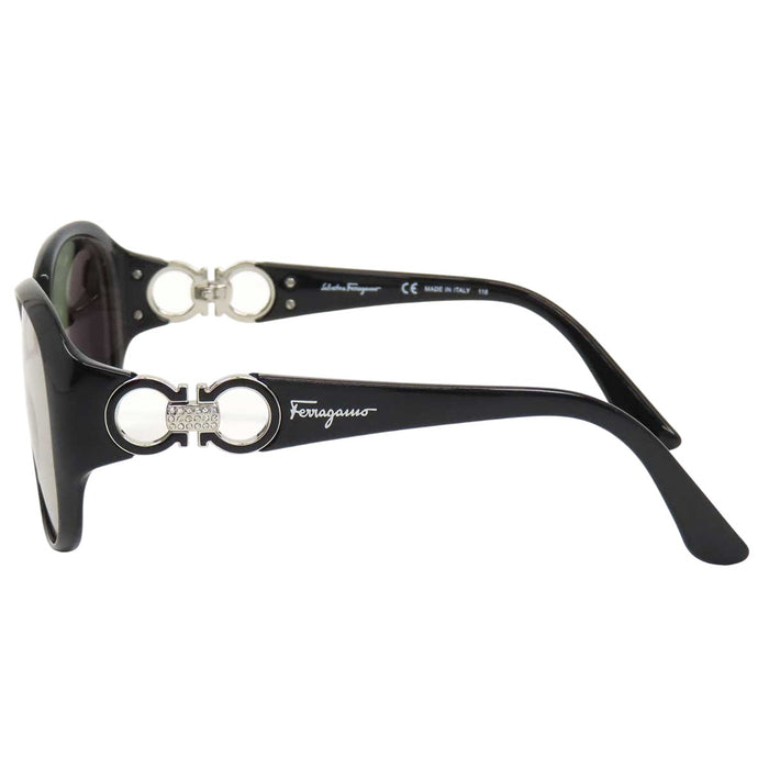 Salvatore Ferragamo 
Eyewear logo silver-tone metal 
Gancini rhinestone sunglasses