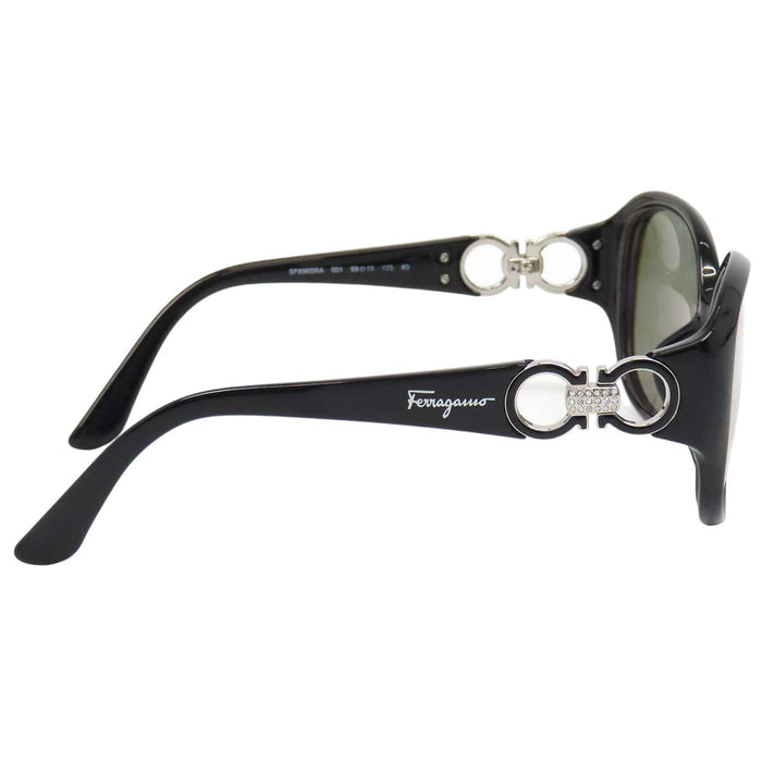 Salvatore Ferragamo 
Eyewear logo silver-tone metal 
Gancini rhinestone sunglasses