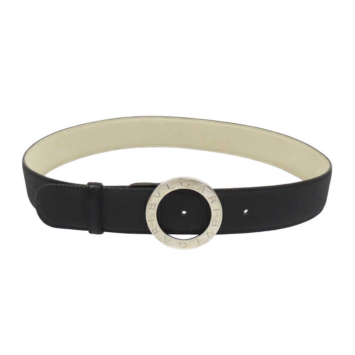 BVLGARI 
Circle logo leather silver-tone hardware 
Bulgari Bulgari belt