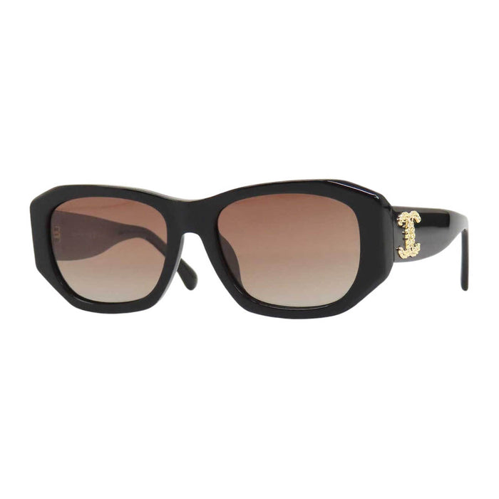 CHANEL 
COCO CC logo eyewear in gold-tone metal 
Coco Mark rectangular sunglasses