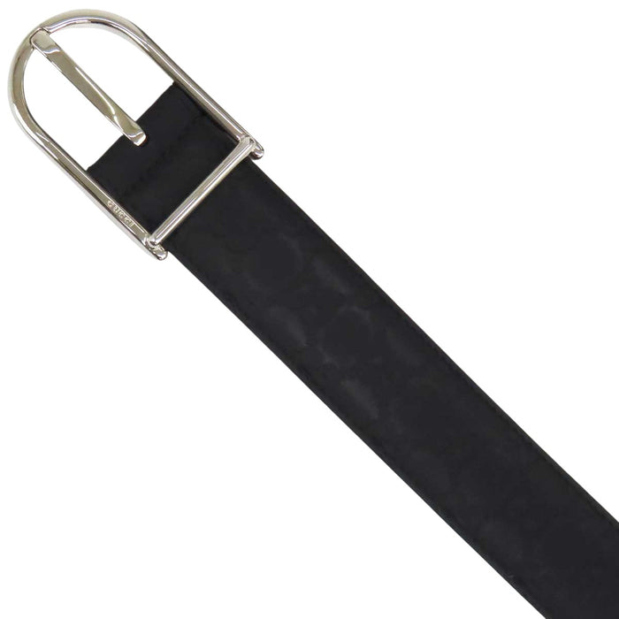 GUCCI 
Logo silver-tone metal 
Guccissima leather belt