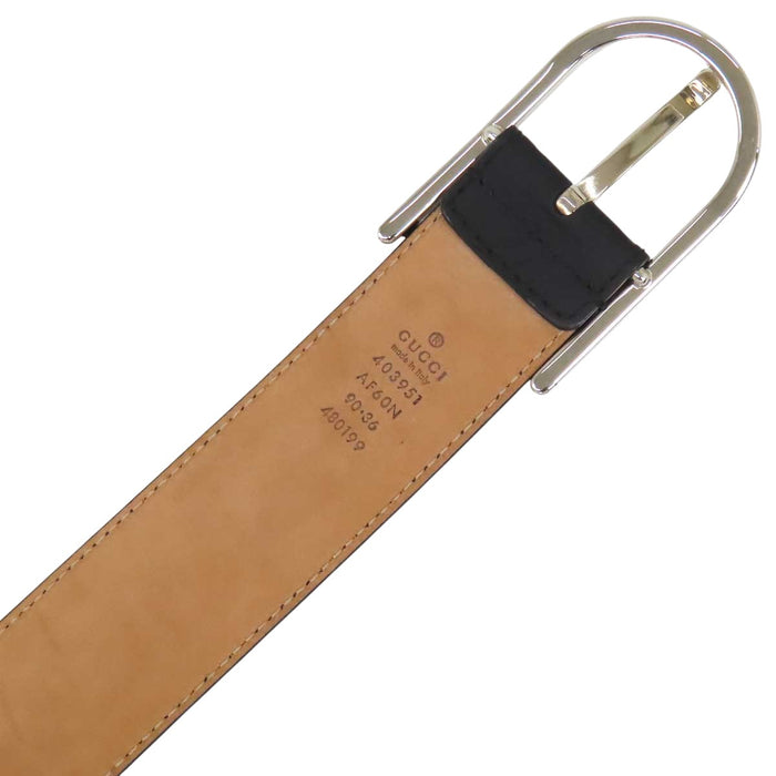 GUCCI 
Logo silver-tone metal 
Guccissima leather belt