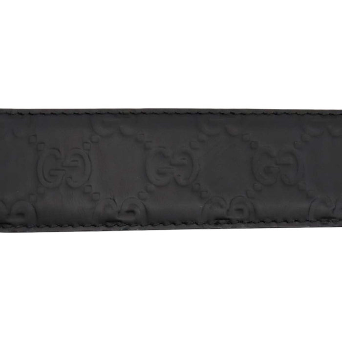 GUCCI 
Logo silver-tone metal 
Guccissima leather belt