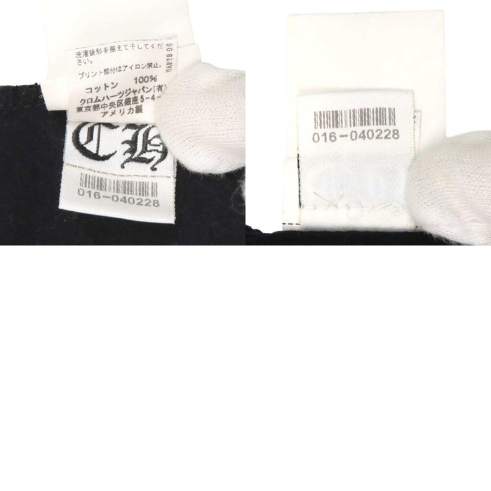 CHROME HEARTS 
Hairy Cross CH V-Neck Cotton 
Horseshoe Print T-Shirt