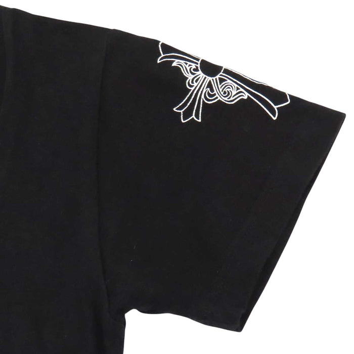 CHROME HEARTS 
Hairy Cross CH V-Neck Cotton 
Horseshoe Print T-Shirt