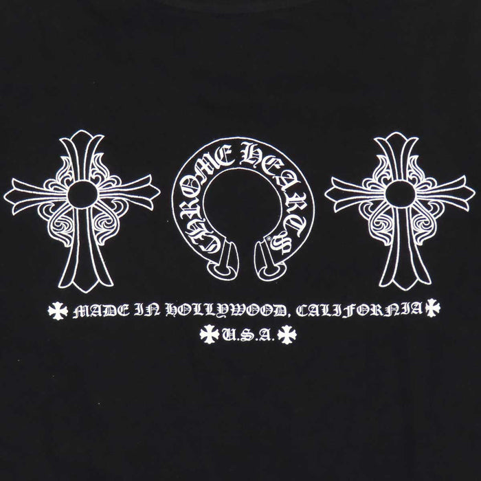 CHROME HEARTS 
Hairy Cross CH V-Neck Cotton 
Horseshoe Print T-Shirt