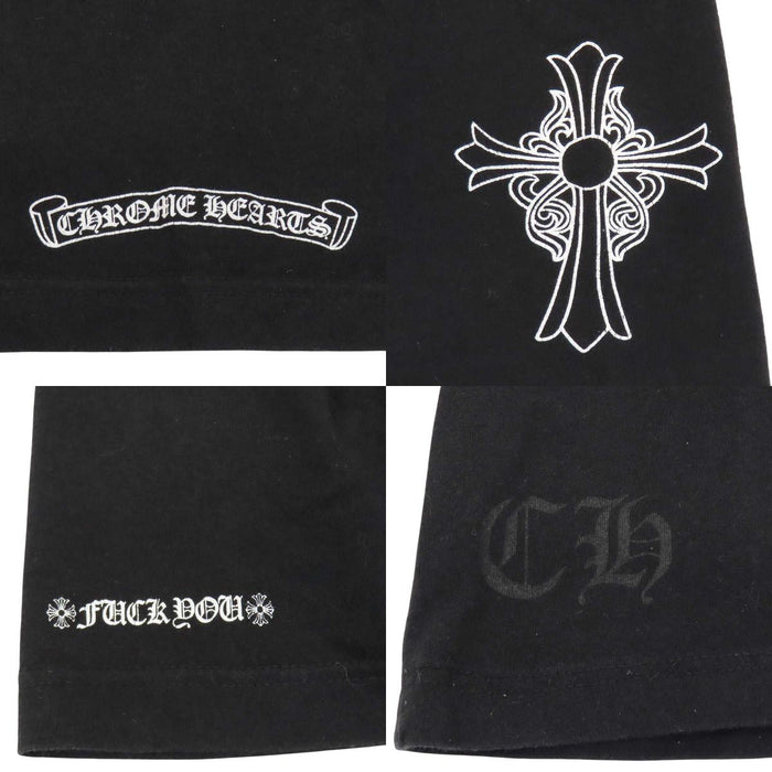 CHROME HEARTS 
Hairy Cross CH V-Neck Cotton 
Horseshoe Print T-Shirt