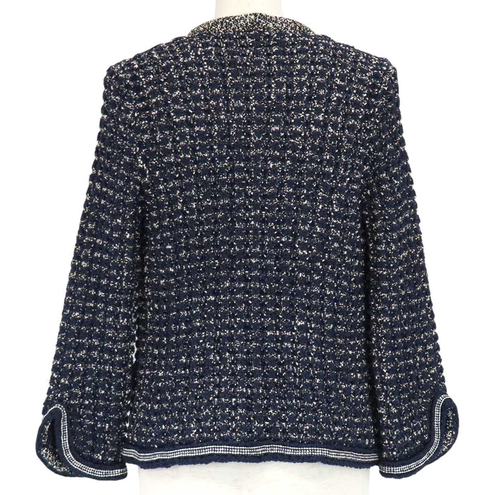 CHANEL 
COCO CC コットン ノーカラー 
ココマーク ニット ジャケット