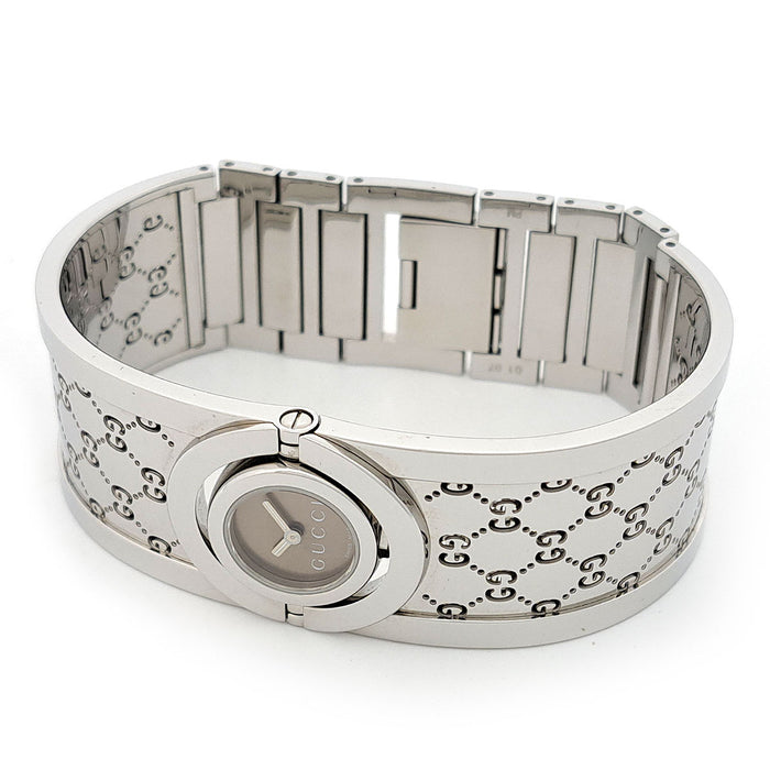 GUCCI 
Montre bracelet manchette 
Avec boîte et papiers