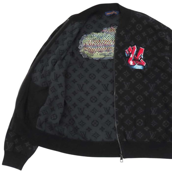 LOUIS VUITTON 
LV コットン 総柄 
グラフィティ モノグラム ニット ジップ ブルゾン