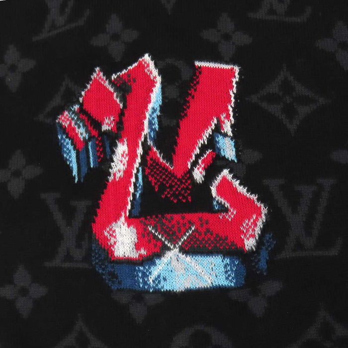 LOUIS VUITTON 
LV コットン 総柄 
グラフィティ モノグラム ニット ジップ ブルゾン