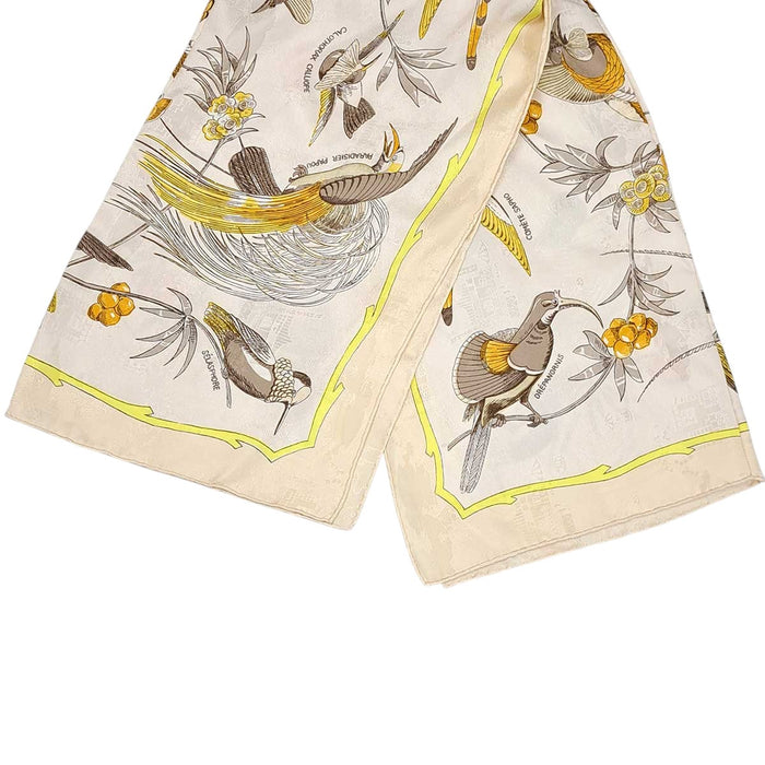 HERMES 
ロゴボタン 島々の鳥 スカーフ柄 
Les Oiseaux des Iles シルク シャツ