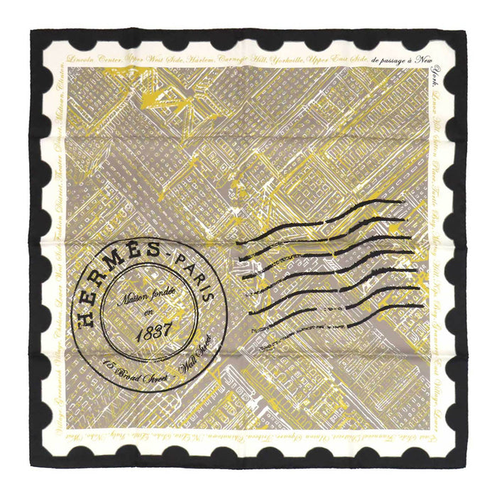 HERMES 
シルク 大判 Maison fondee en 1837 
カレ 90 de passage a new york スカーフ 
ニューヨークの通路