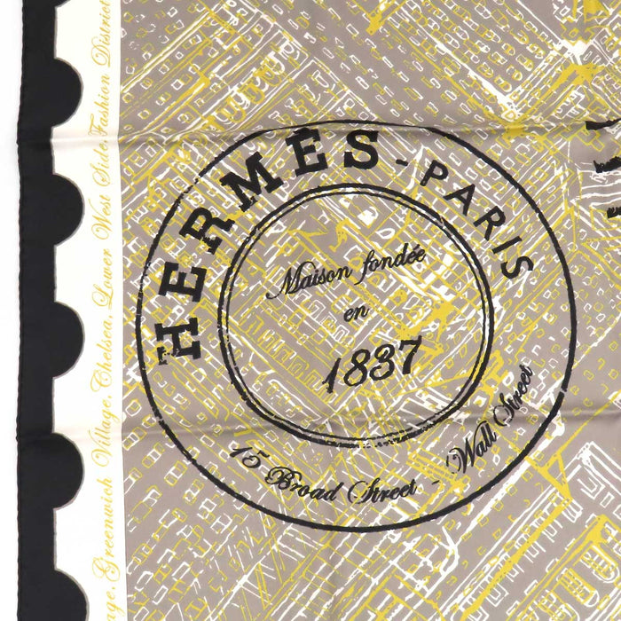 HERMES 
シルク 大判 Maison fondee en 1837 
カレ 90 de passage a new york スカーフ 
ニューヨークの通路