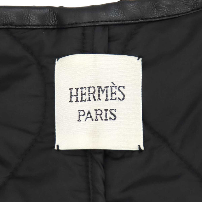 HERMES 
ロゴボタン ウール 
セリエボタン ノーカラー 中綿 ジャケット