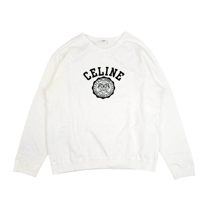CELINE 
クルーネック コットン トリオンフ 
フロッキー ロゴ スウェット