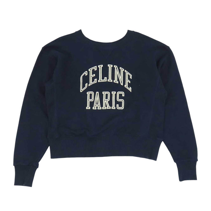 CELINE 
コットン クルーネック 
フロントロゴ ルーズ スウェット シャツ