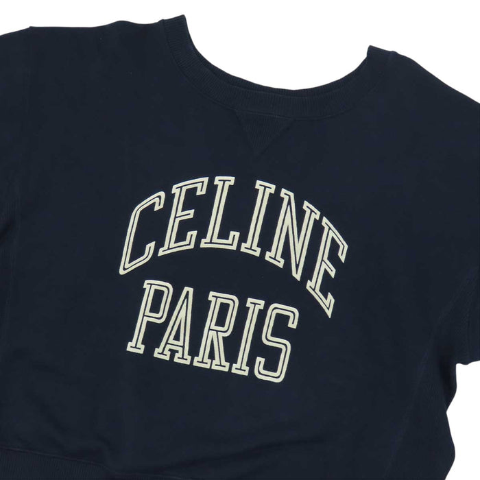 CELINE 
コットン クルーネック 
フロントロゴ ルーズ スウェット シャツ