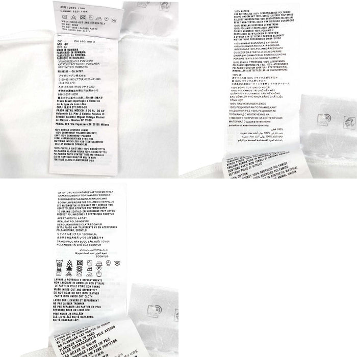PRADA 
Cotton Re-Nylon Contrast Panel 
Triangle Logo Cotton Nylon T-Shirt