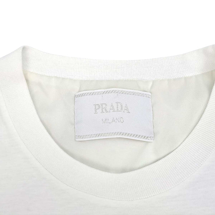 PRADA 
Cotton Re-Nylon Contrast Panel 
Triangle Logo Cotton Nylon T-Shirt