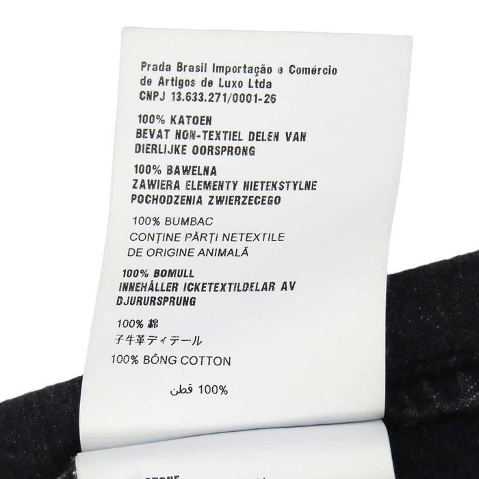 PRADA 
エナメルメタルプレート 
トライアングルロゴ 半袖 デニムシャツ