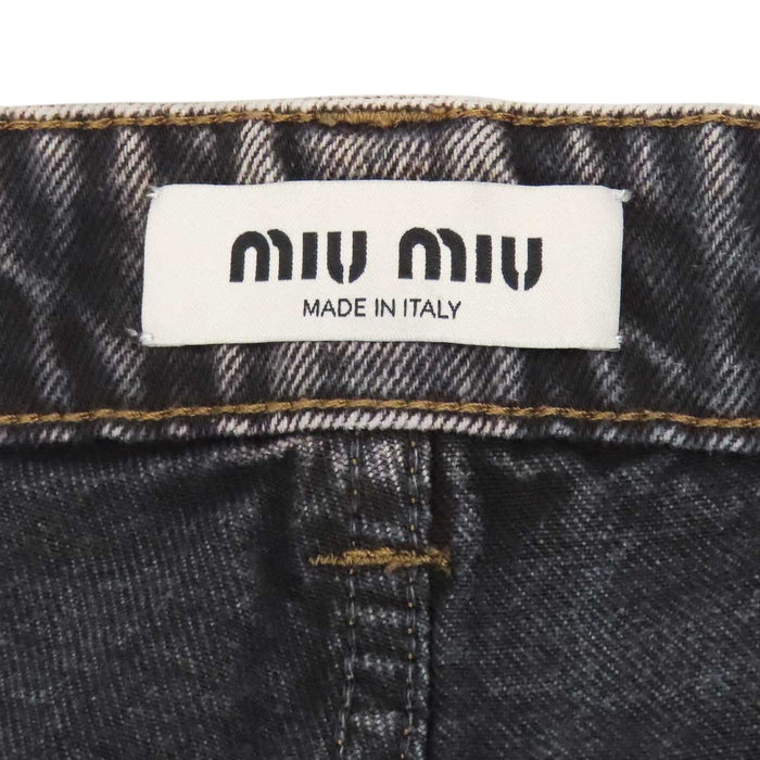 MIUMIU 
マーブル加工 ブリーチ加工 
ポケットロゴ マーブルデニムパンツ