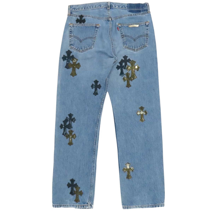 CHROME HEARTS 
CH リーバイス501 USED加工 クロスパッチ スクロールラベル 
ギャラクシー パッチ デニムパンツ セントパーツ限定