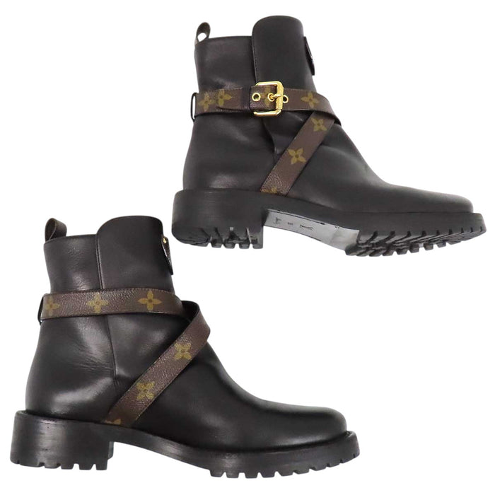 LOUIS VUITTON 
LV Leather 
Discovery Line Ankle Boots 
Monogram