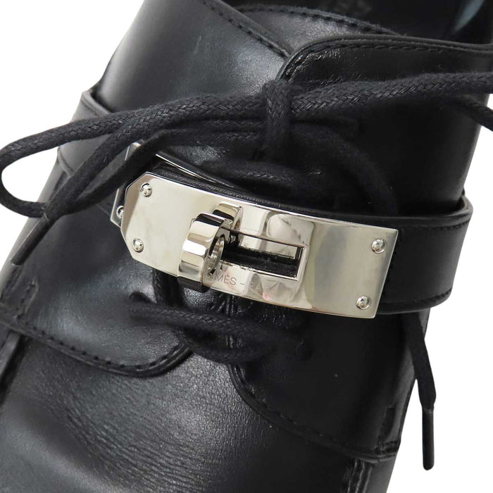 HERMES 
レースアップ レザー シルバーカラーメタル BR222945ZH 
ファースト ケリー シューズ