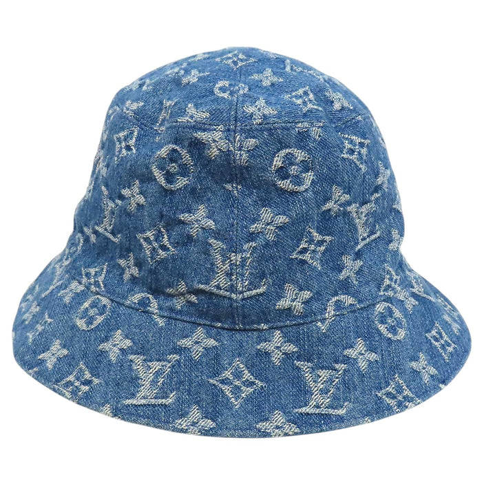 LOUIS VUITTON 
LV ロゴ 刺繍 総柄 コットン デニム リバーシブル 
ボネ モノグラム エッセンシャル バケットハット