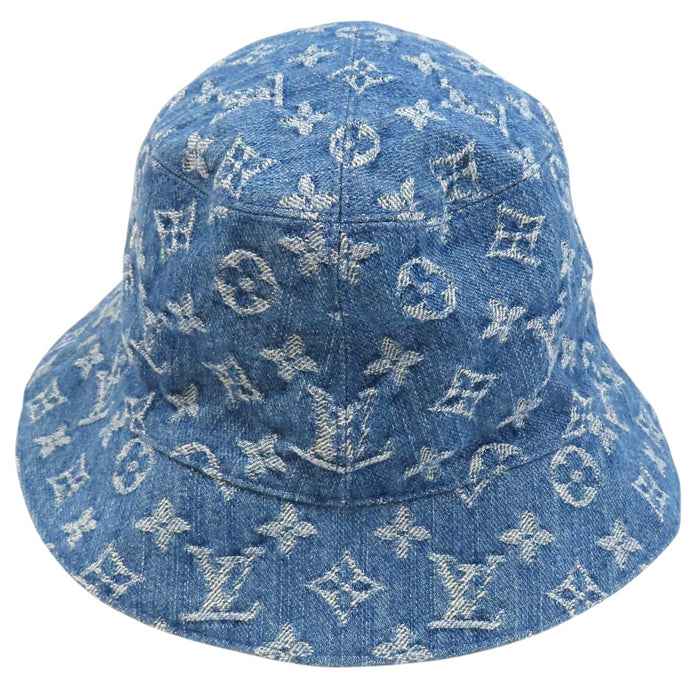 LOUIS VUITTON 
LV ロゴ 刺繍 総柄 コットン デニム リバーシブル 
ボネ モノグラム エッセンシャル バケットハット