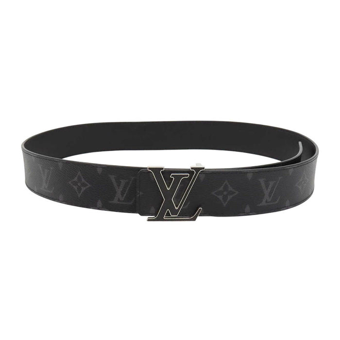 LOUIS VUITTON 
Logo Leather Silver-Tone Metal 
Belt LV Initials 40MM Reversible 
Monogram Eclipse