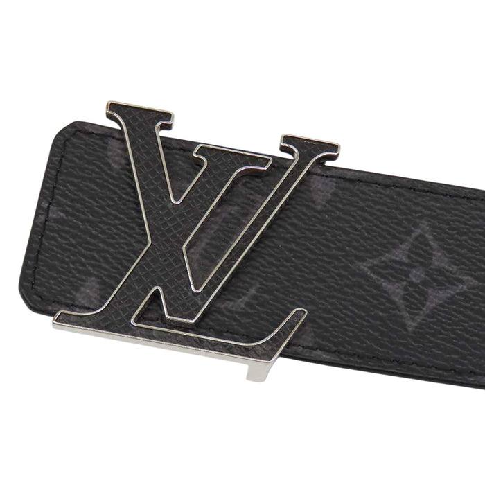 LOUIS VUITTON 
Logo Leather Silver-Tone Metal 
Belt LV Initials 40MM Reversible 
Monogram Eclipse